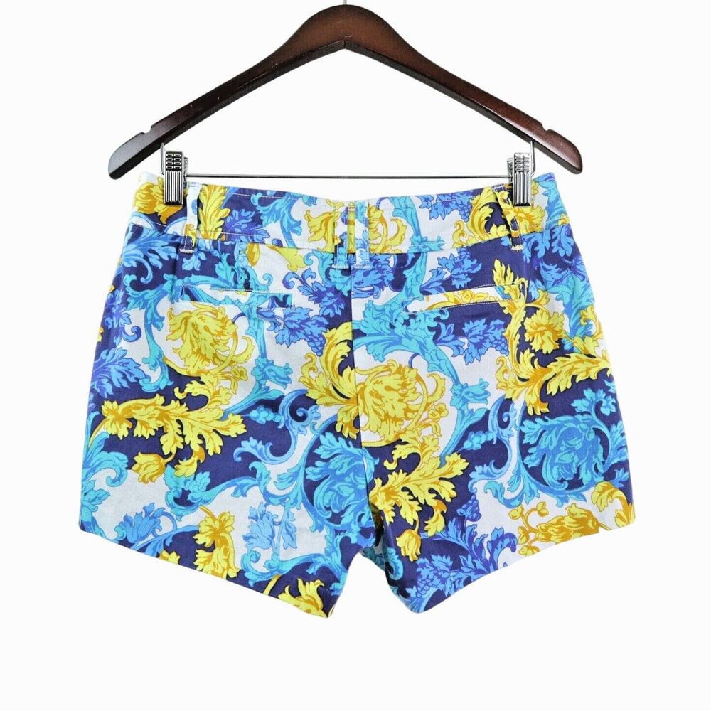 Vintage Cache Size 10 Baroque Fleur Print Shorts Floral Blue Yellow - Picture 5 of 10